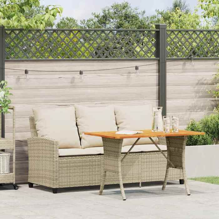 Elégance-Chic Canapé de jardin 3 places coussins table - beige - résine tressée - 168 x 72 x 79 cm - Sofa de jardin - Canapé terras