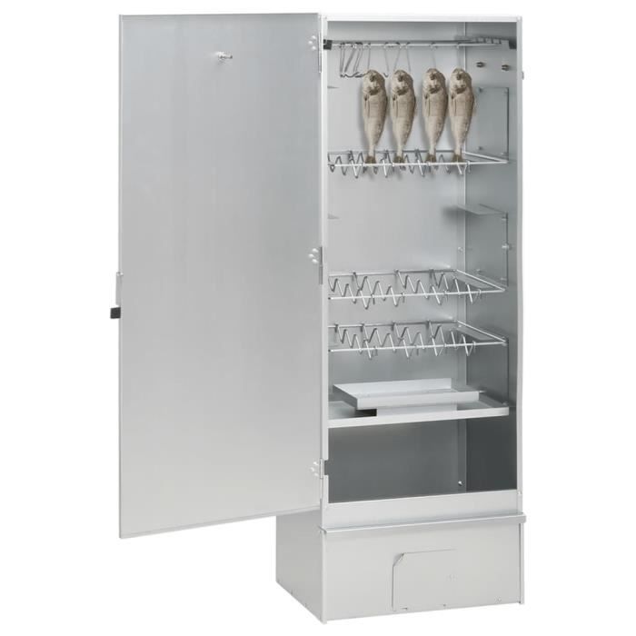 Fumoir - AKOZON - 445x29x110 cm - Acier galvanisé - Usage extérieur - Thermomètre inclus