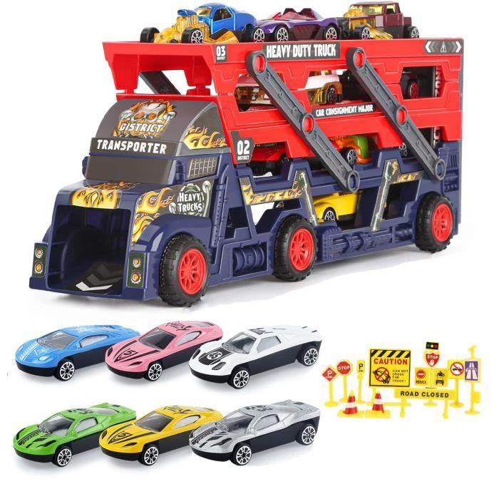 Camion de Transport Voiture Enfant avec Petite Voiture, Panneaux