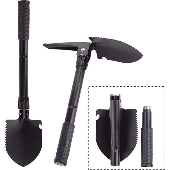 Pelle Pliante Ozark Trail Acier Noir – Outil De Survie Bord Dentelé – Camping