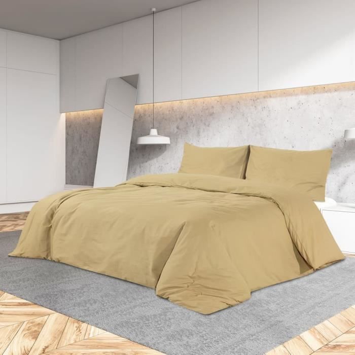 Ayhao Ensemble de housse de couette Taupe 135x200 cm Microfibre 60299