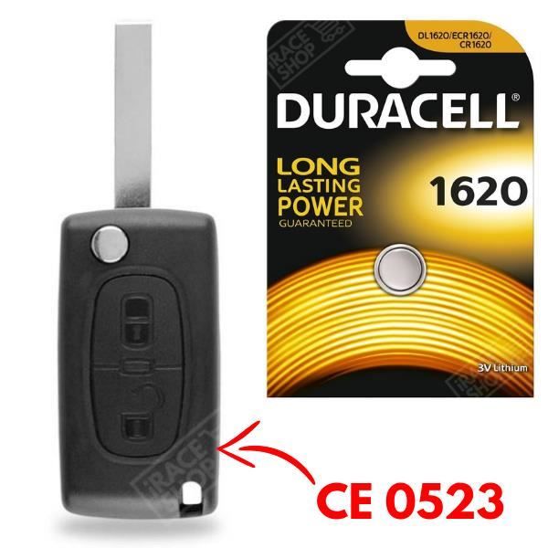 Coque 2 Boutons Télécommande Plip Clé pour PEUGEOT 107 207 308 307 407 807 3008 Partner + Pile CR1620 DURACELL