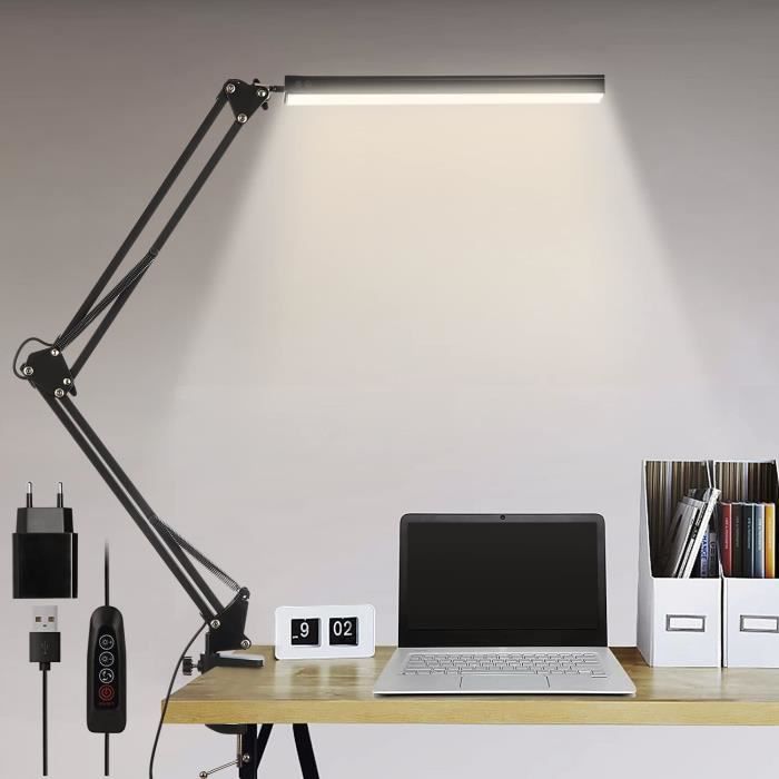 Lampe de Bureau LED Lampe de Table Dimmable 7 Niveaux de Luminosité 4 Modes de éclairage Liseuse Lampe de chevet enfant Avec Port