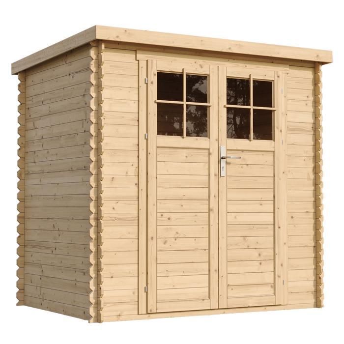 Abri de jardin en bois 2.22 m&sup2; TIMBELA - Pin / &eacute;pic&eacute;a - 204x142 cm - M311F