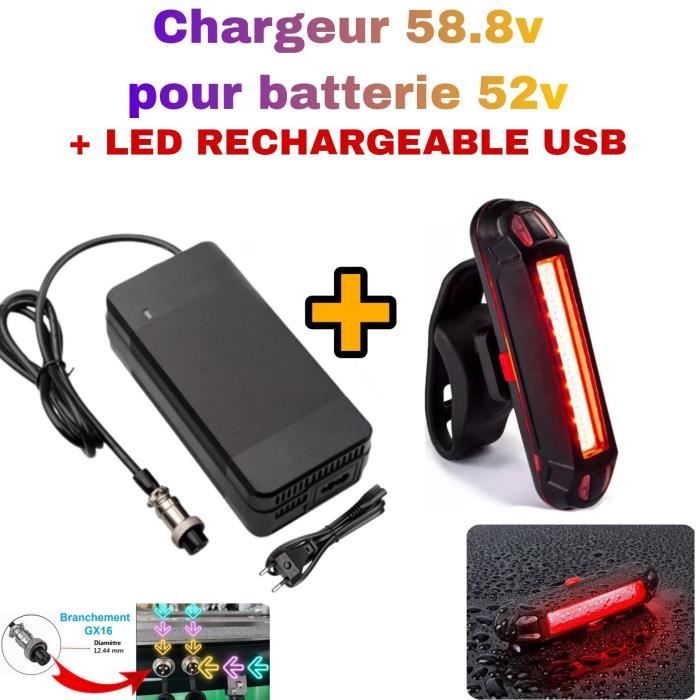 Chargeur 54.6V 3A Pour Batterie 48V - Trottinette électrique, Vélo - TangsFire Noir