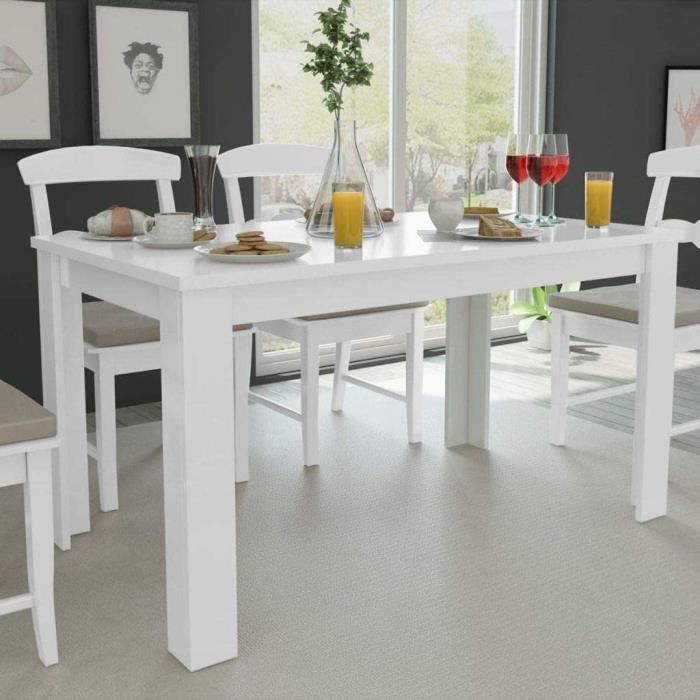 Table de salle à manger en aggloméré Blanc - Bigto - 140 x 80 x 75 cm