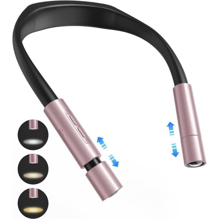 Lampe de Lecture de Cou Rechargeable Lampe pour lecture au Lit 3 Couleurs 6 Niveaux de Luminosité Bras Pliables Longue Durée