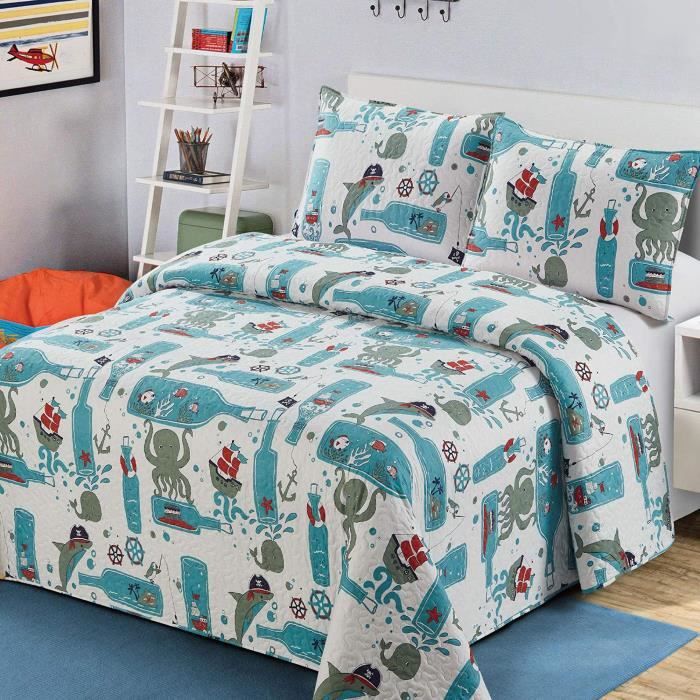 Matelas Bebe O19lv 3 Pc Pleine Reine Taille Couvre Lit Couette Enfants Ados Octopus Baleine Requin Poissons Pirates Ancre Boutei Cdiscount Puericulture Eveil Bebe