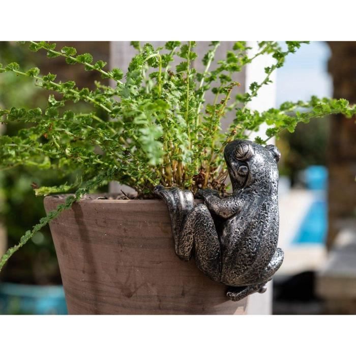 Figurines Grenouilles à Suspendre - Lot De 3 En Résine Verte - Décoration Pour Pots De Fleurs, Jardin, Balcon, étang - Résistantes Aux Intempéries - 8