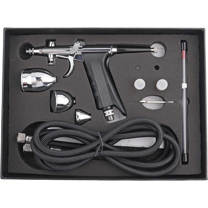 Aérographe Utopia GC357 à gâchette 1 Tête, 2 Godets et 1 Tuyau tressé en coffret simple