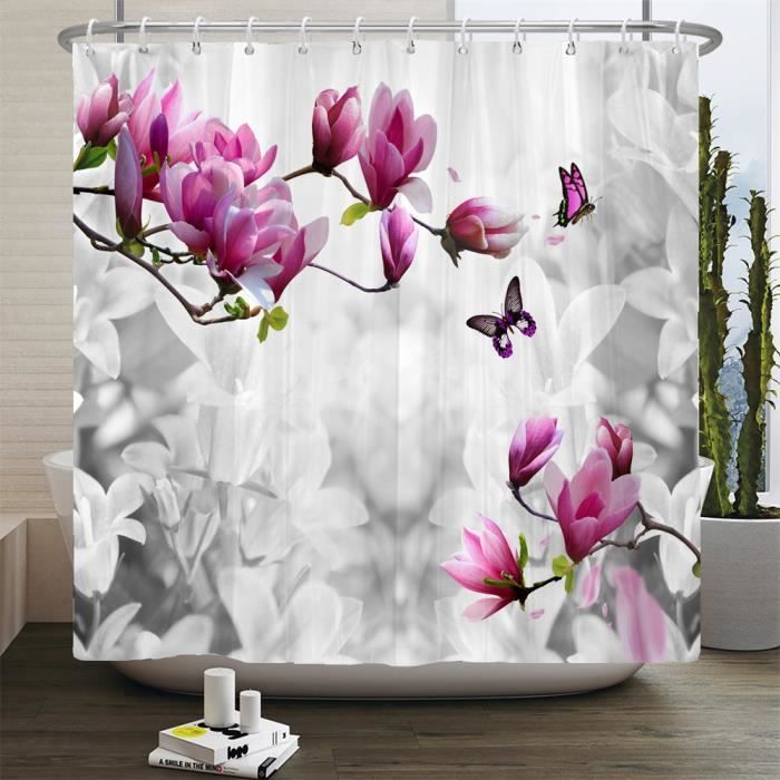 YISURE Rideau de douche imperméable extra large avec 6 aimants pour baignoire, blanc, 450 x 178 cm