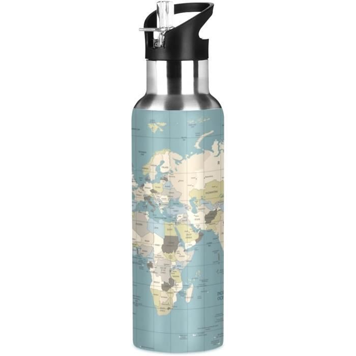 Bouteille Thermos Isotherme Acier Inoxydable Motif Floral Paon Vintage - Garde Chaud Et Froid Portable