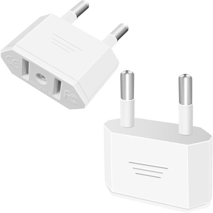 Lot De 3 Adaptateurs De Voyage USA Vers Europe - Prise Américaine (2 Broches Plates) Vers Prise Européenne (2 Broches Rondes) - 110-250V, 500W - Pour Smartphone, Tablette, Rasoir...