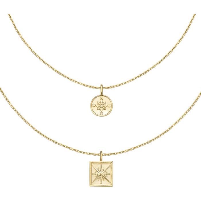 EManco ne se décolore pas 3 pièces collier minimaliste en acier inoxydable femmes chaîne superposée collier ras du cou pour femmes pendentif collier bijoux  36
