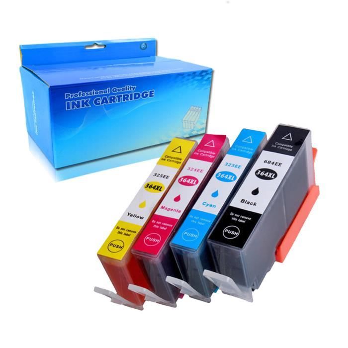 Lot De 4 Cartouches D'encre Compatibles HP 364 XL - Pour Imprimantes Deskjet 3070a, Etc.