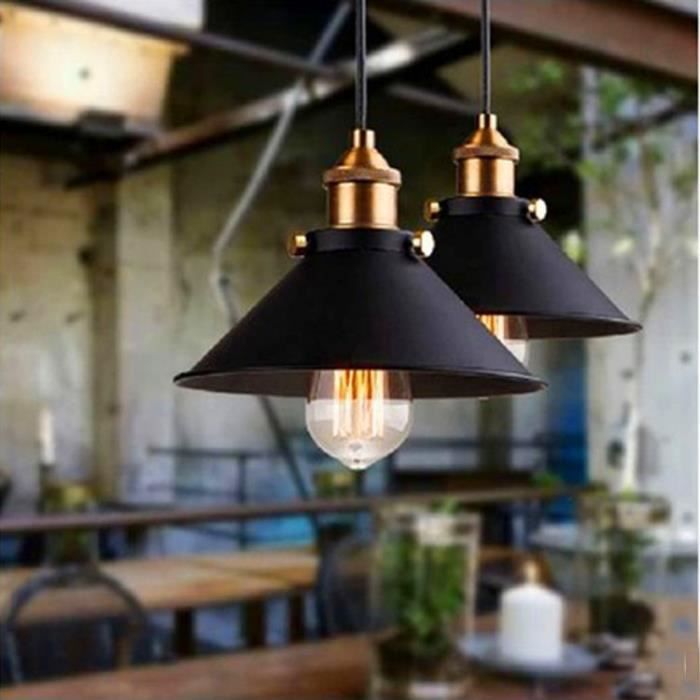 Lustre Industriel Bois Suspension Industrielle Luminaire Vintage Salon Cuisine Lampe Plafond pour E27 Lampe 95cm 