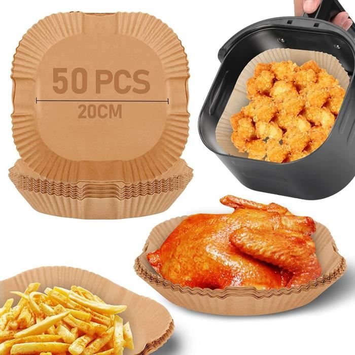 Papier Cuisson Pour Air Fryer 20 Cm - Lot De 50 Feuilles Carrées Antiadhésives, Résistant Jusqu'à 220°C - 3