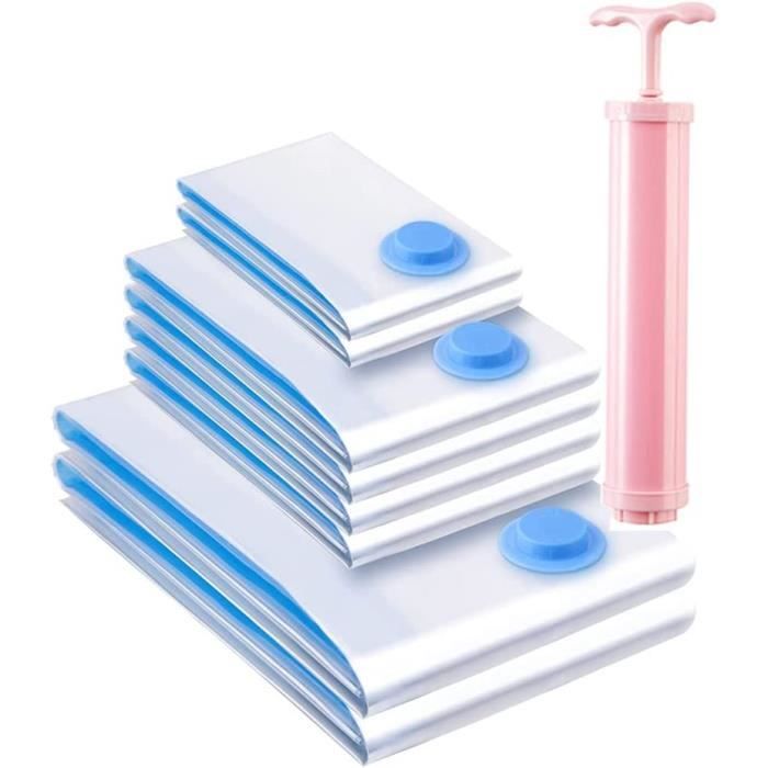 Sacs Sous Vide Couettes 100x80 Cm - Lot De 6 Sacs Rangement Compression Pour Vêtements Et Linge