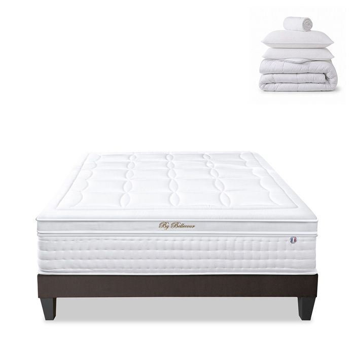 Pack Empereur 140x200 cm Matelas Mousse + Sommier Bois + Accessoires