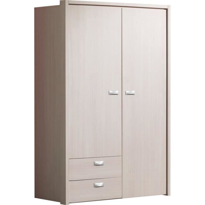 Armoire Enfant 2 Portes Et 2 Tiroirs Coloris Bouleau Achat