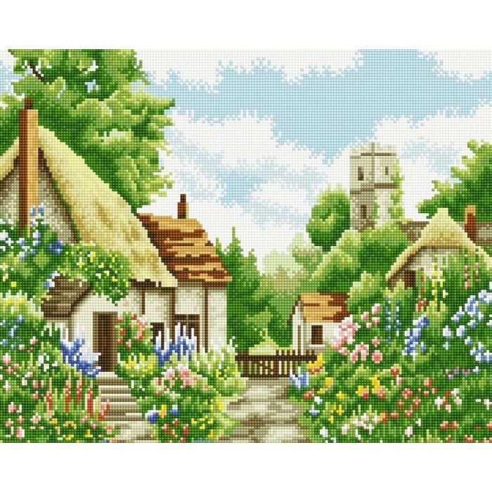 Kit De Peinture Diamant Avec Cadre En Bois - 40 X 50 Cm - Peinture Diamant - Broderie Artisanale - Mosaïque - Panier De Fleurs - Maison Sur Le