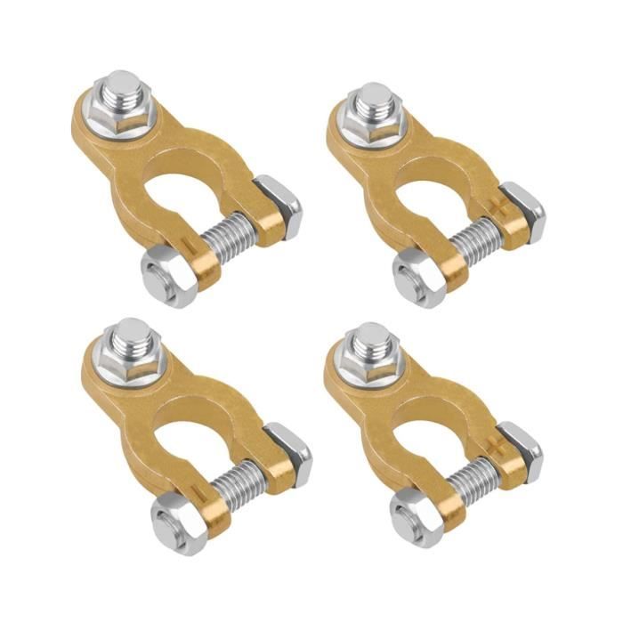 Adaptateur De Pôle De Batterie M6 - Paire Positive/négative En Laiton, Avec Vis Inox, Pour Voiture, Bateau, Camion