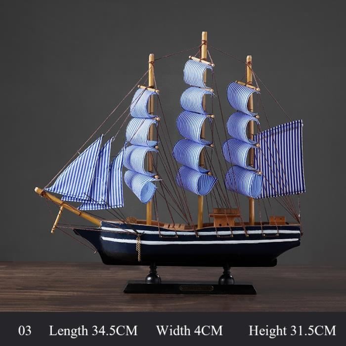LIFKOME Modèle Bateau Voilier Bois Décor Nautique Léger Et Élégant Pour Salon Et Bureau Ornement Voilier Méditerranéen Chic Décoration Intérieure Moderne