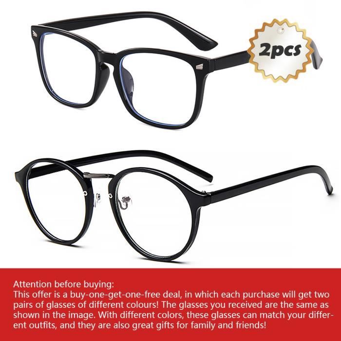 Lunettes Anti Lumiere Bleue en metal Lunette de Vue Anti rayonnement 2 Pack pour Ordinateur Homme Femme Noir Cdiscount Bijouterie