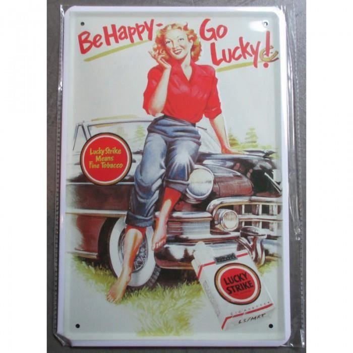 Plaque pin up lucky strike tole deco bar cigarette pub affic - Cdiscount  Maison