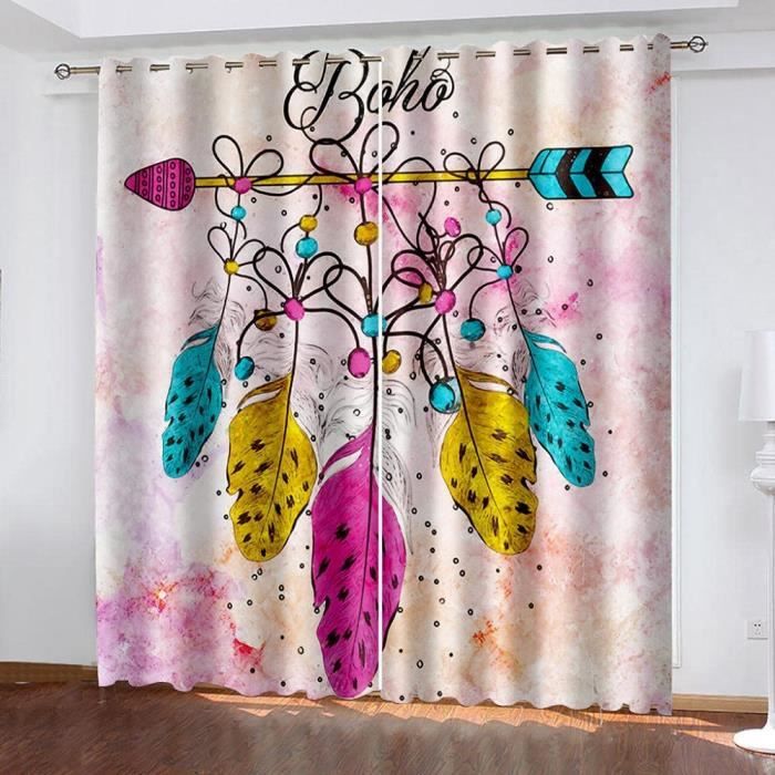 Rideau Enfant Licorne Arc-en-ciel - Opaque, 280x245cm - Décoration Chambre Fille
