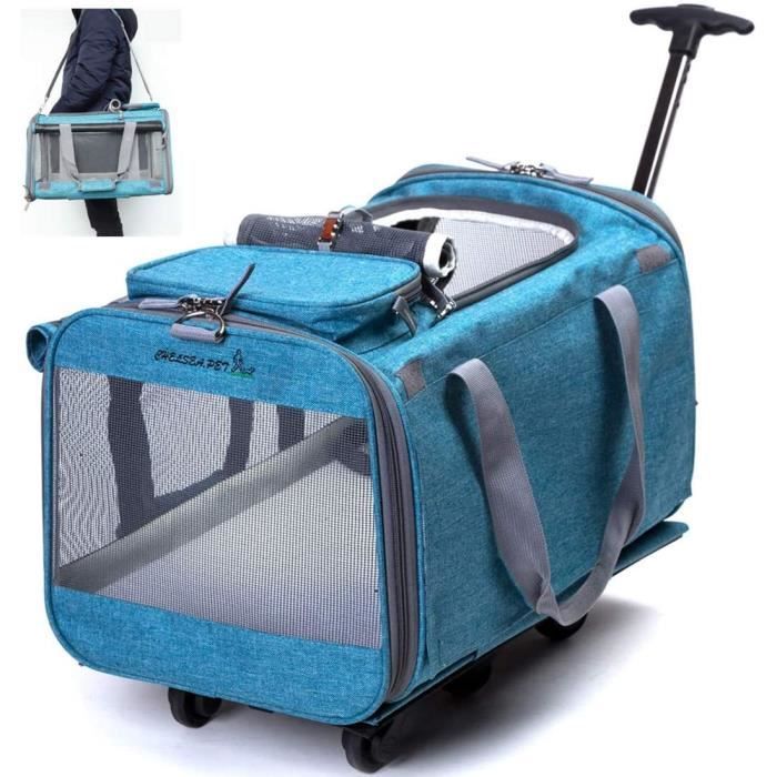 Sac de Transport à Roulettes Chien Chat- Poussette Trolley Pliable Roues  Amovibles à 360 °et Poignée Télescopique Chariot pour Chien - Cdiscount