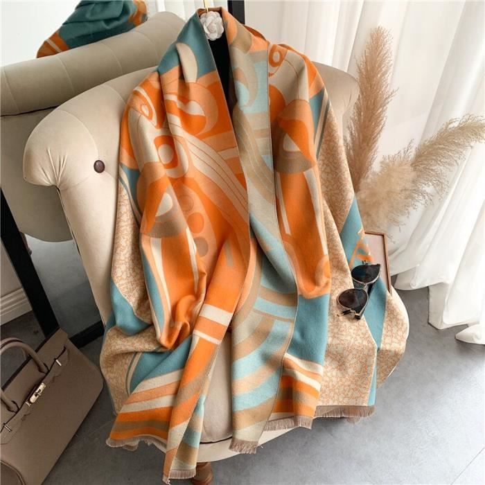 Écharpe en cachemire épais pour femmes châle imprimé Pashmina Design de