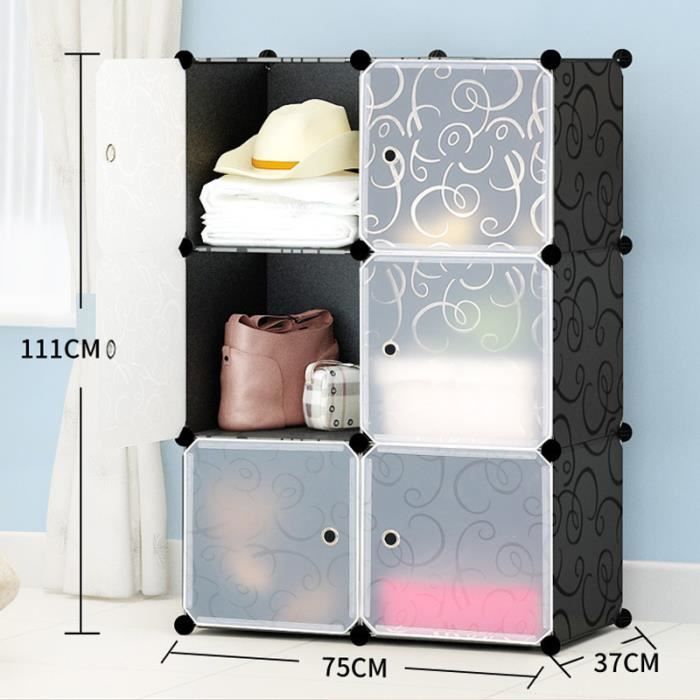 Armoire de Vêtement de Rangement Plastique Garderobe Simple 6 Casiers