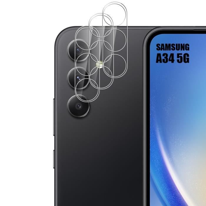 Protection d'écran pour smartphone Phonillico Verre Trempé pour Samsung  Galaxy A34 5G et Protection Caméra [Pack 2] Film Vitre Protection®