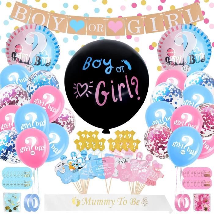 Ballon Gender Reveal Avec Confettis Rose Et Bleu - Décoration Fête Révélation Du Sexe Bébé, Baby Shower