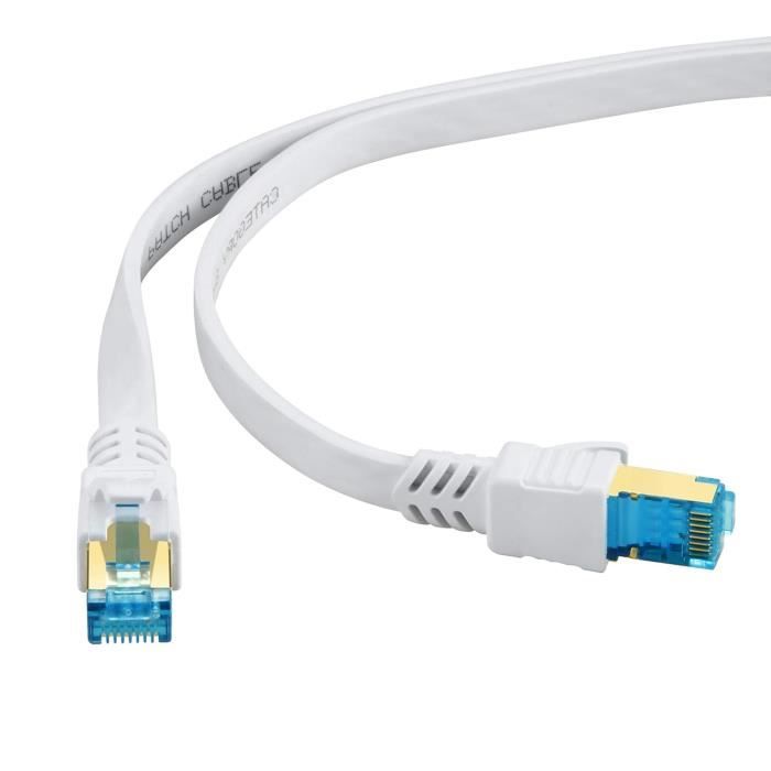Câble Réseau CAT 8.1 Goobay – 40 Gbits/s – Blindage S/FTP – Longueur 5 M – Blanc – Connecteurs RJ45 Dorés