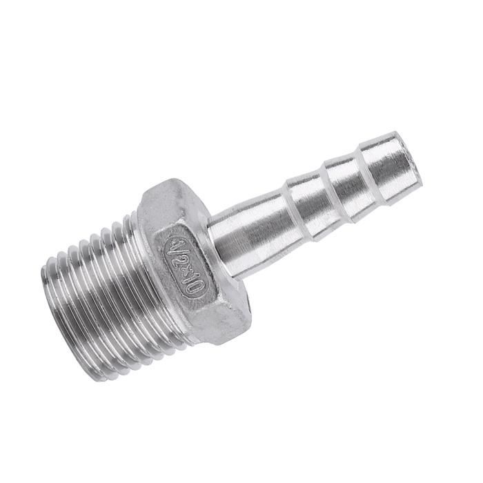2 Raccords De Tuyauterie Barbelés 1/2" Filetage NPT - Acier Inox 304 (uxcell)
