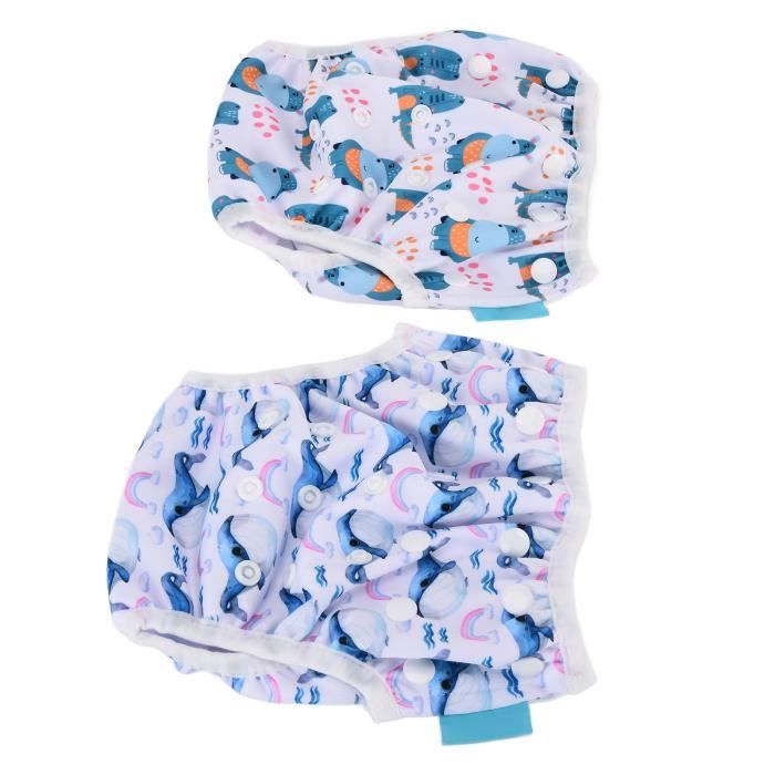 Lot De 2 Couches De Bain Lavables Réutilisables Pour Bébé - Réglables 0-3 Ans, Coton Pur, Imperméables - 3