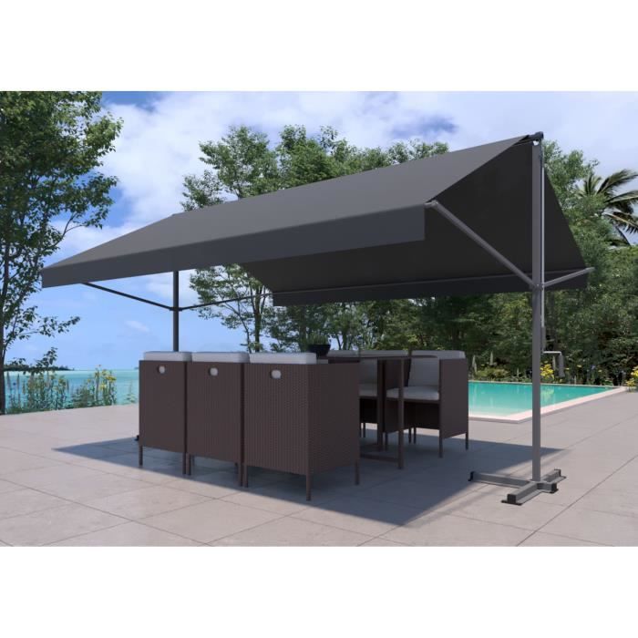 Iseo - Store banne double pente Gris 3780 x 1500-1500 mm