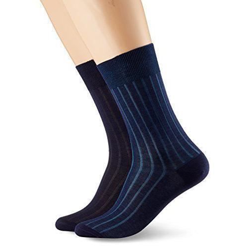 Dim Mi-chaussette Fil d'Ecosse côtes fines x2 Homme, Bleu (Bleu Marine Shadow), 43/46 (Taille Fabricant: 43/46) (lot de 2) - 026J-6