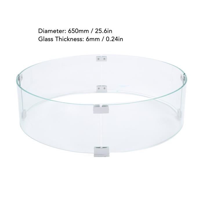 VEVOR Pare-Vent Foyer Gaz 66x15,2 Cm En Verre Trempé - Écran Protection Brasero Avec Pieds Aluminium