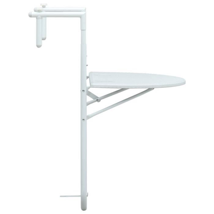 mengyyshop table de balcon blanc 60x64x83,5 cm plastique aspect de rotin 92431