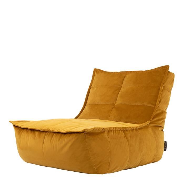 pouf chaise longue en velours dolce - icon - jaune - 1 personne - 90x79 cm