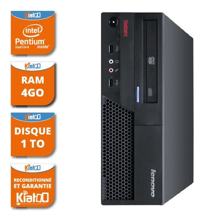 Lenovo - PC Bureau ThinkCentre M58 - Intel Dual Core - RAM 4 Go - Stockage 1 To HDD - Windows 7 - Reconditionné - Lenovo