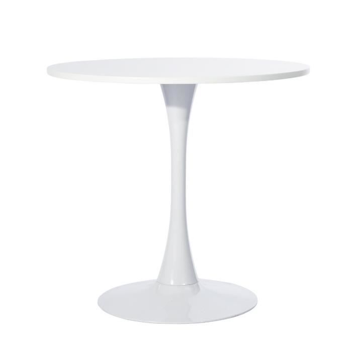 MEUBLES COSY Table de salle à manger ronde moderne, Tables à thé pour salon Cuisine Jardin (Blanc) 80*80*73 cm
