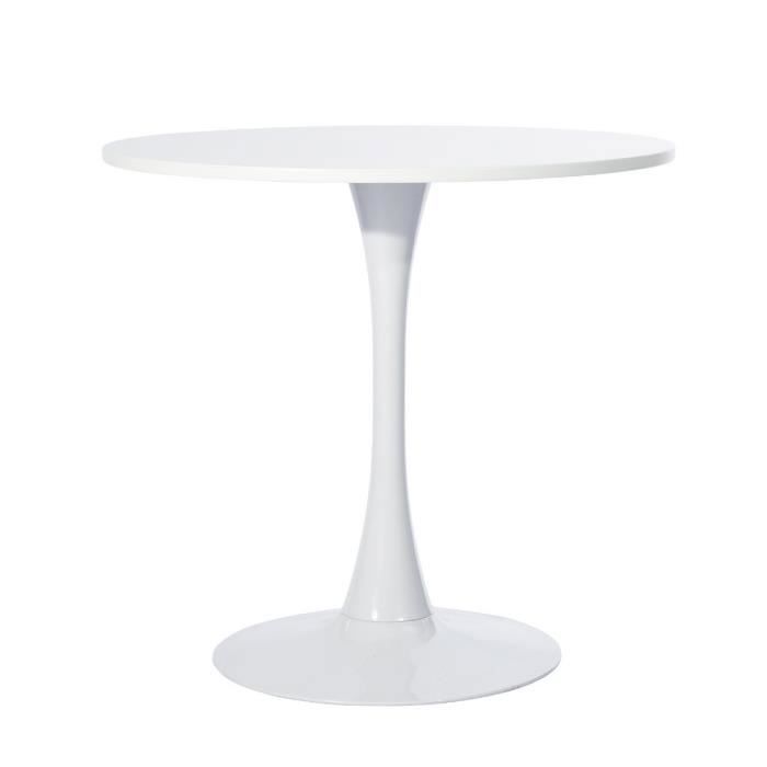 MEUBLES COSY Table de salle à manger ronde moderne Tables à thé pour salon Cuisine Jardin (Blanc) 80*80*73 cm