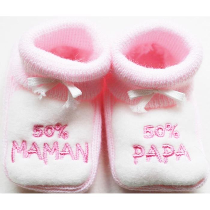 Chaussons Pour Bébé 0 À 3 Mois Rose - J'aime Papa à Prix Carrefour