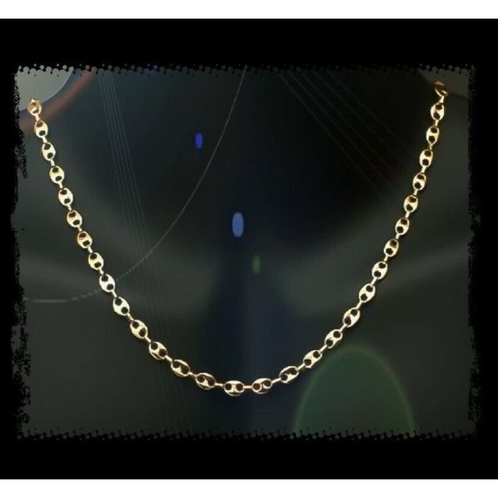 Chaîne Maille Grain De Café - BIJOUXIA - Plaqué or 18K - 6MM - Haute longévité - Certificat dauthenticité