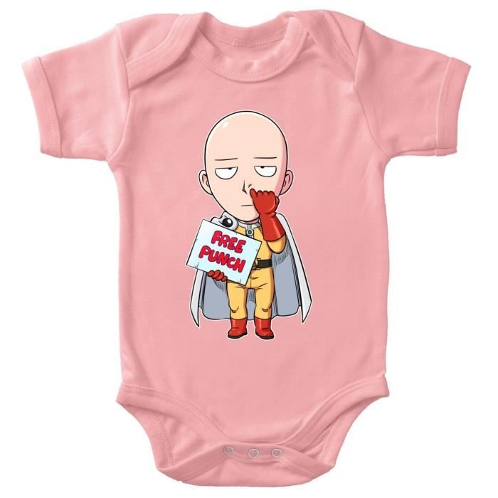 Body Bebe Filles Rose One Punch Man Parodique Saitama Free Punch Parodie One Punch Man Noir Cdiscount Pret A Porter