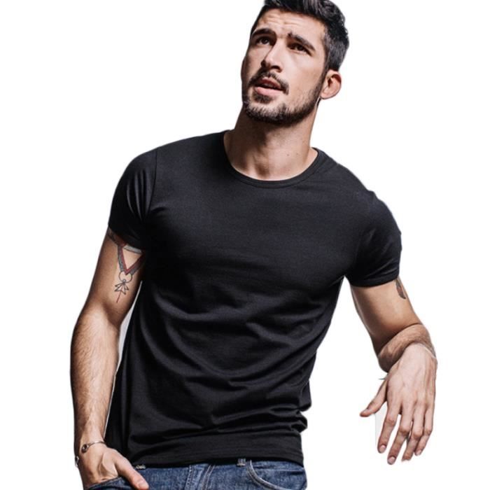 Tee shirt col rond homme new arrivals